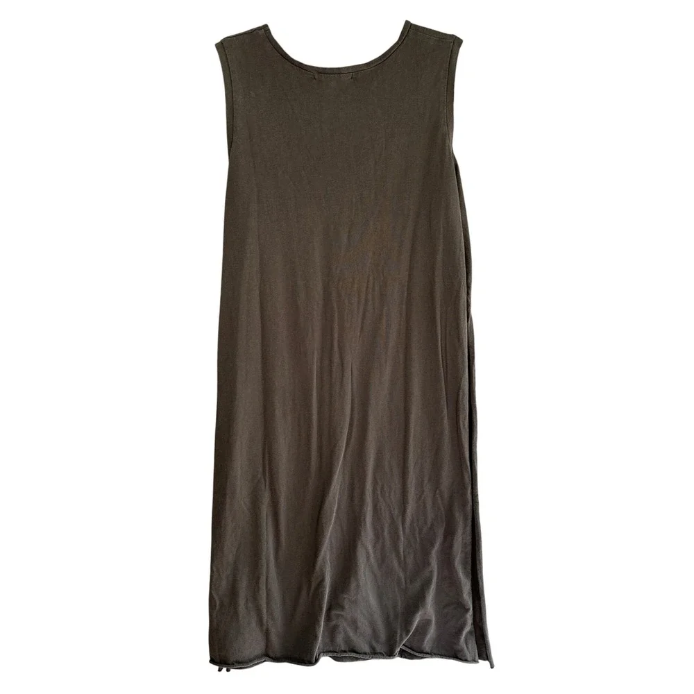 Oak + Fort Tank Dress Womens‎ XS Gray Sleeveless Midi Raw Hem Slit Minimalist